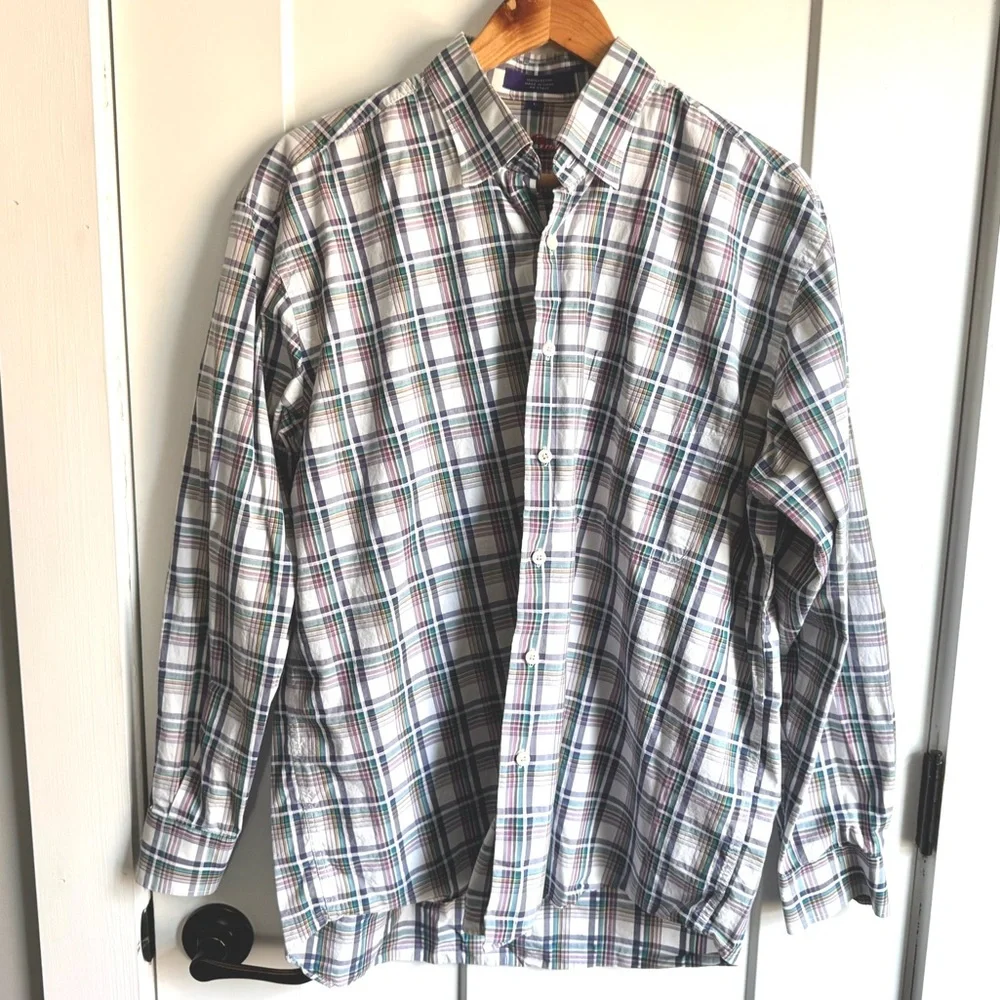 Alan Flusser Mens Plaid Button Down Shirt - Picture 3 of 5